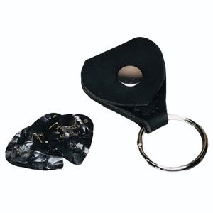 Black Leather guitar pick holder black handmade & Aldi quarter holder
